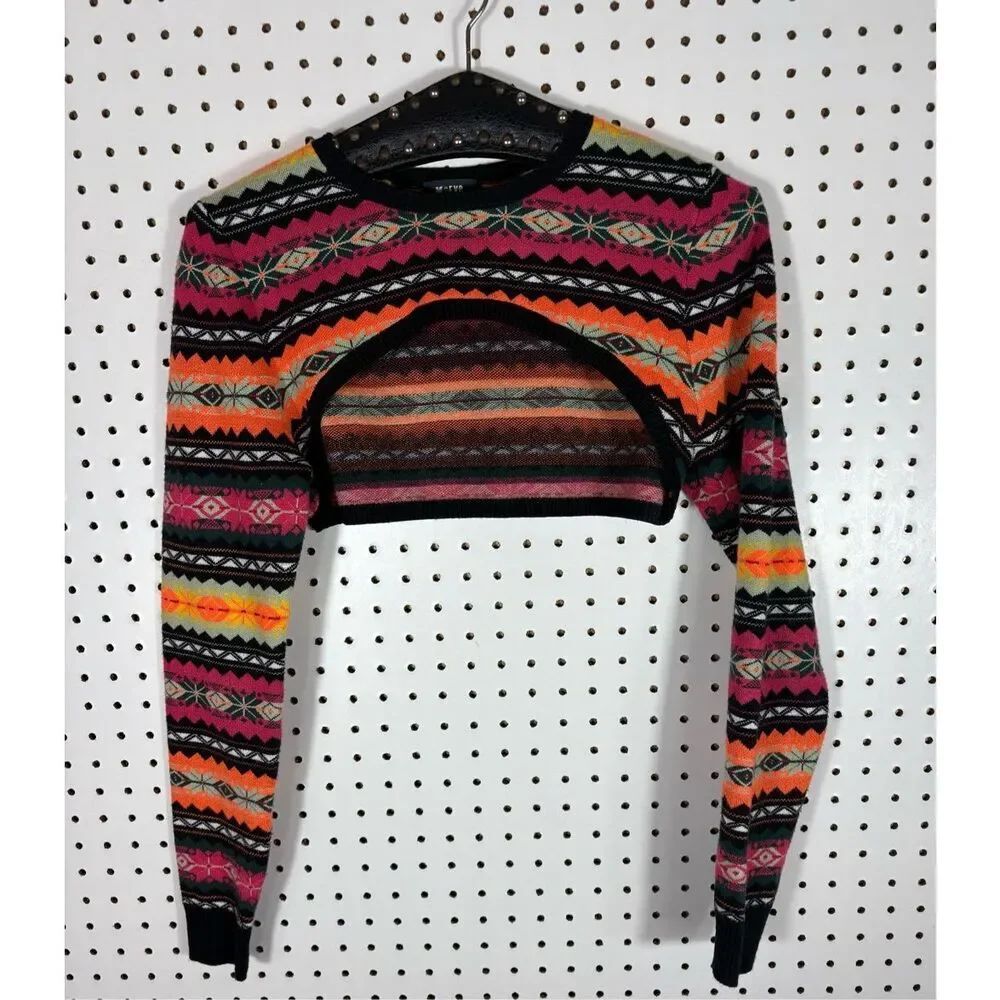 Maeve Anthropologie fair isle cropped sweater size S